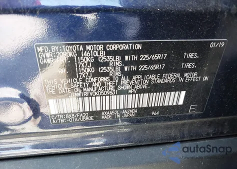 2019 Toyota Rav4 Xle z USA, uszkodzony, nr VIN JTMW1RFV0KD509631